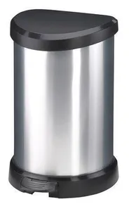 Hulladékgyűjtő, pedál, műanyag, 20 l, CURVER, fekete/ezüst